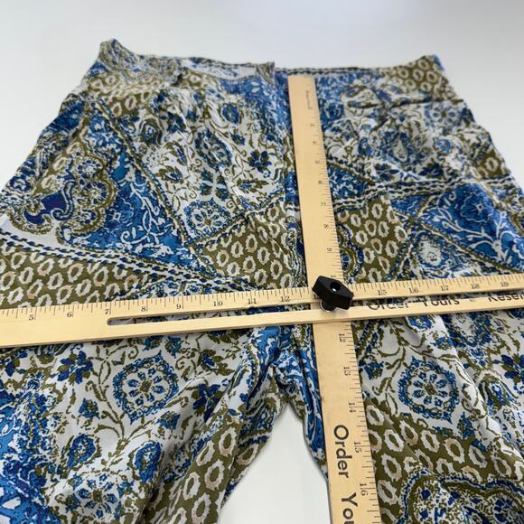 Lascana Pants Womens 8 Blue Green Printed Wide Leg Boho Coastal - Picture 9 of 11